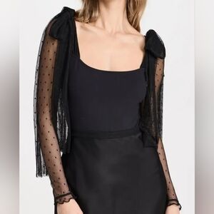 Free People Tounge Tied Bodysuit/Black